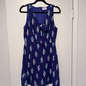 Everly Cactus Patterned Navy Dress